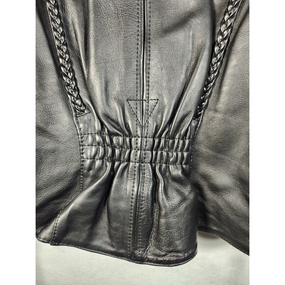 INTERSTATE LEATHER Womens LARGE Lined Biker Motorcycle Jacket Heavy Moto - Picture 10 of 15